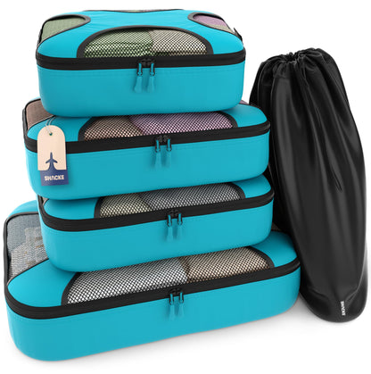 Shacke 5 Set Packing Cubes for Travel with Laundry Bag (Pure Black)