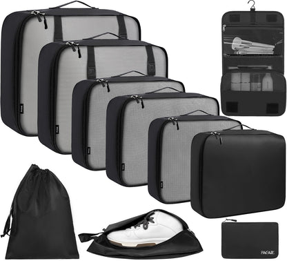 BAGAIL 6 Set/8 Set/10 Set Packing Cubes Various Sizes Packing Organizer for Travel Accessories Luggage Carry On Suitcase