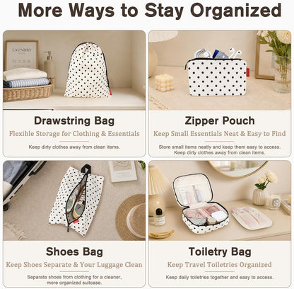 U+U 10 Set Compression Packing Cubes, Travel Organizers (Polka Dot)