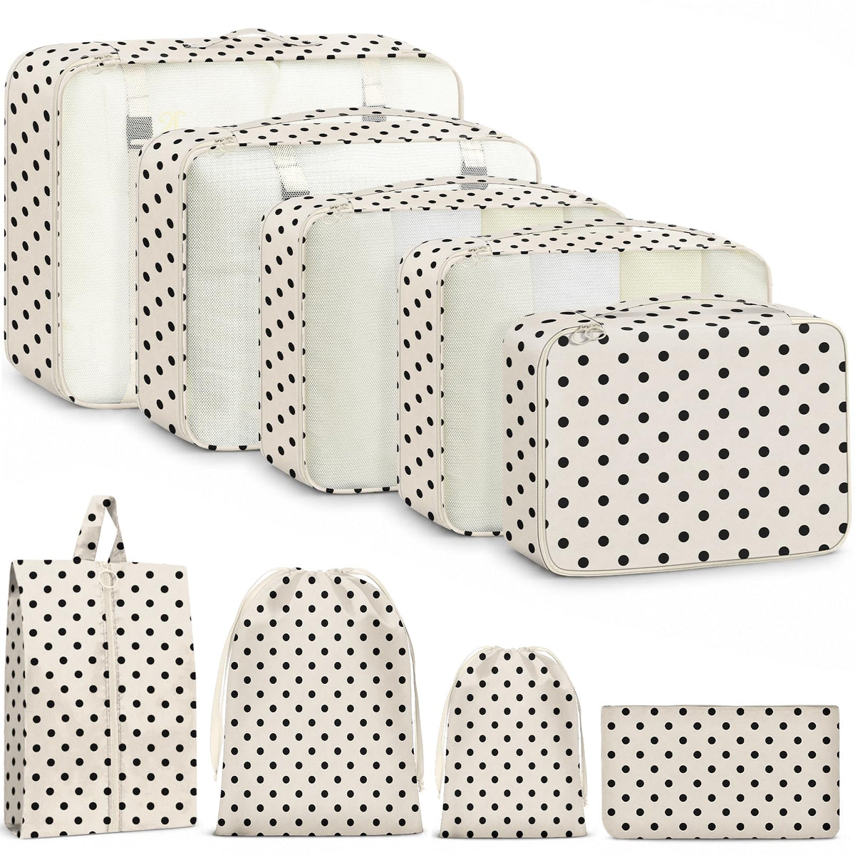9 Set Packing Cubes for Travel Essentials - Lightweight Carry-On Luggage Organizer Bags with Shoe, Clothes & Laundry Bags for Airplane, Family & Business Travel, Pink leopard print