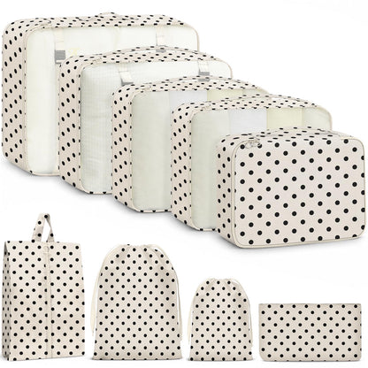 9 Set Packing Cubes for Travel Essentials - Lightweight Carry-On Luggage Organizer Bags with Shoe, Clothes & Laundry Bags for Airplane, Family & Business Travel, Pink leopard print