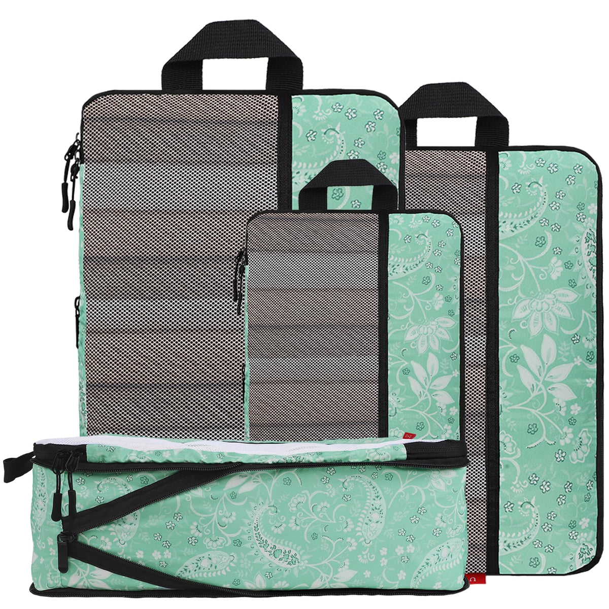 U+U 10 Set Compression Packing Cubes, Travel Organizers (Polka Dot)