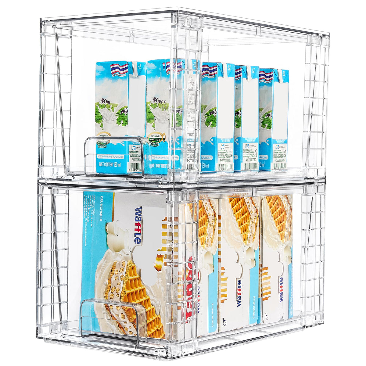 Vtopmart 4 Pack Stackable Clear Drawer with Dividers