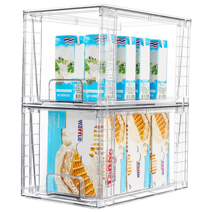 Vtopmart 4 Pack Stackable Clear Drawer with Dividers
