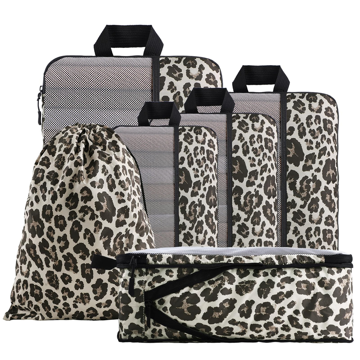 U+U 10 Set Compression Packing Cubes, Travel Organizers (Polka Dot)
