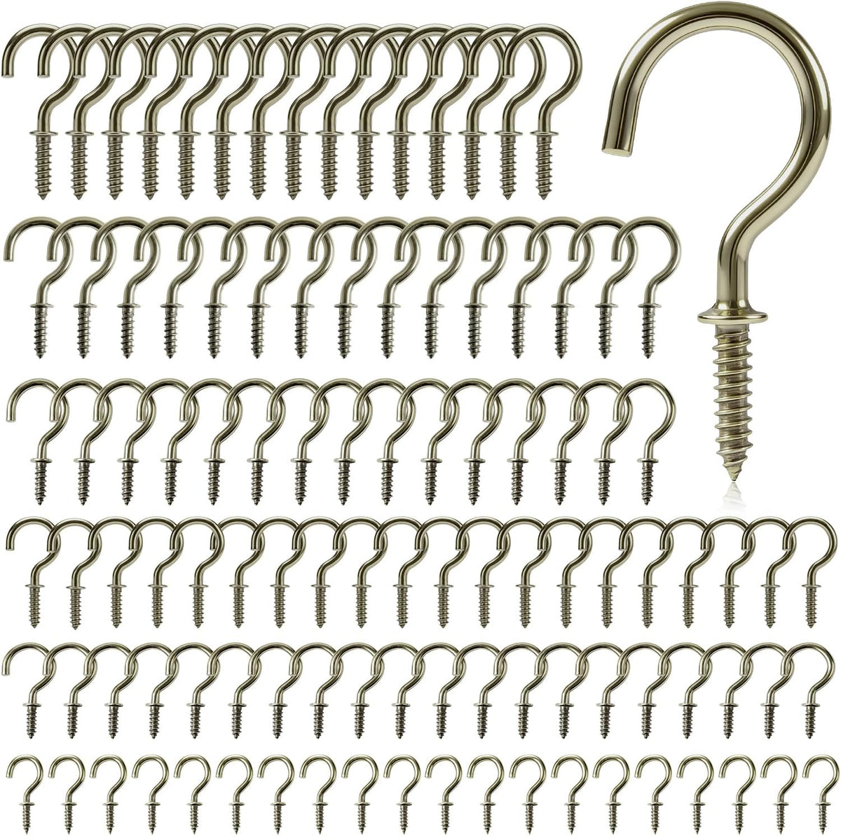 105 Pcs Cup Hooks Bronze Screw-in 6 Sizes Metal Ceiling