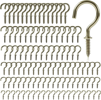 105 Pcs Cup Hooks Bronze Screw-in 6 Sizes Metal Ceiling