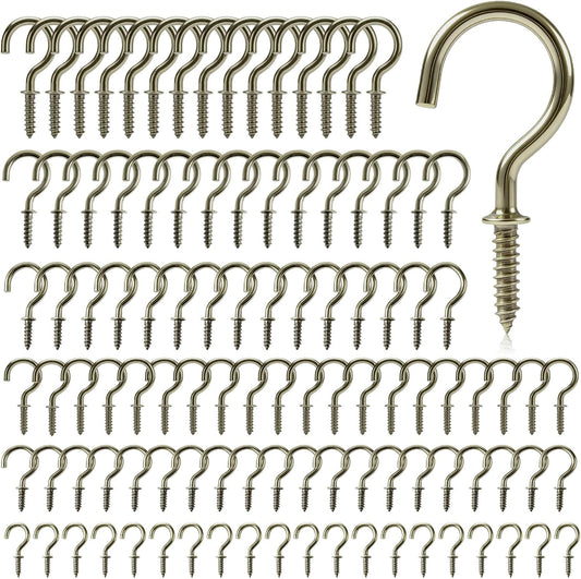 105 Pcs Cup Hooks Bronze Screw-in 6 Sizes Metal Ceiling