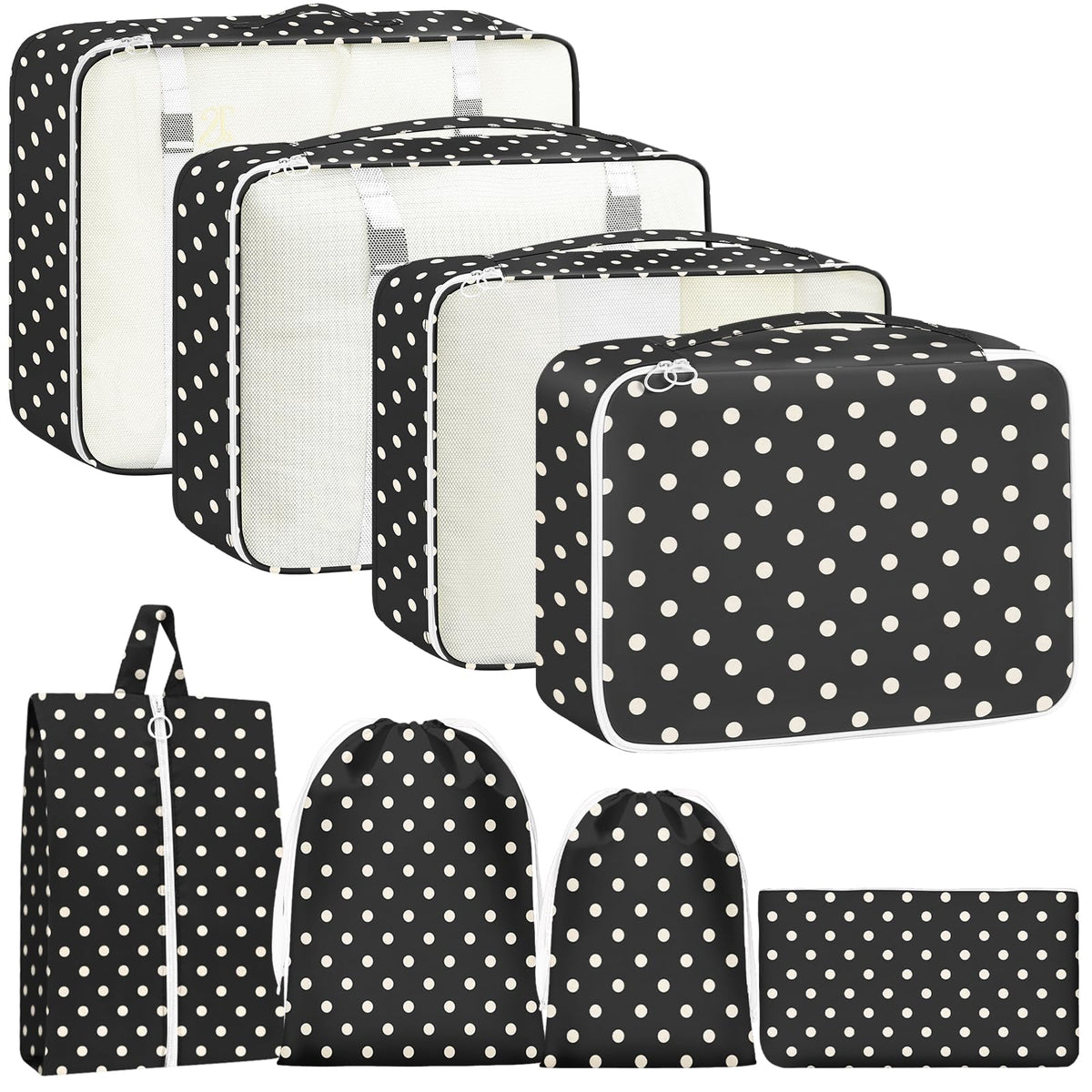 Packing Cubes for Travel - 8 Set Luggage Organizer Bags for Family, Mesh Breathable Packing Cubes for Suitcases Durable Travel Essentials Bags Set