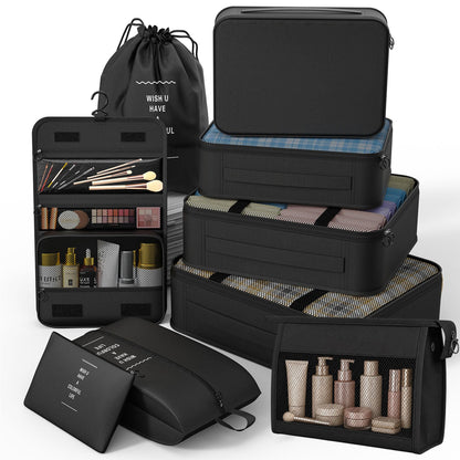 8 Set Packing Cubes for Travel, Suitcase Organizer Bags for Luggage (Cream)