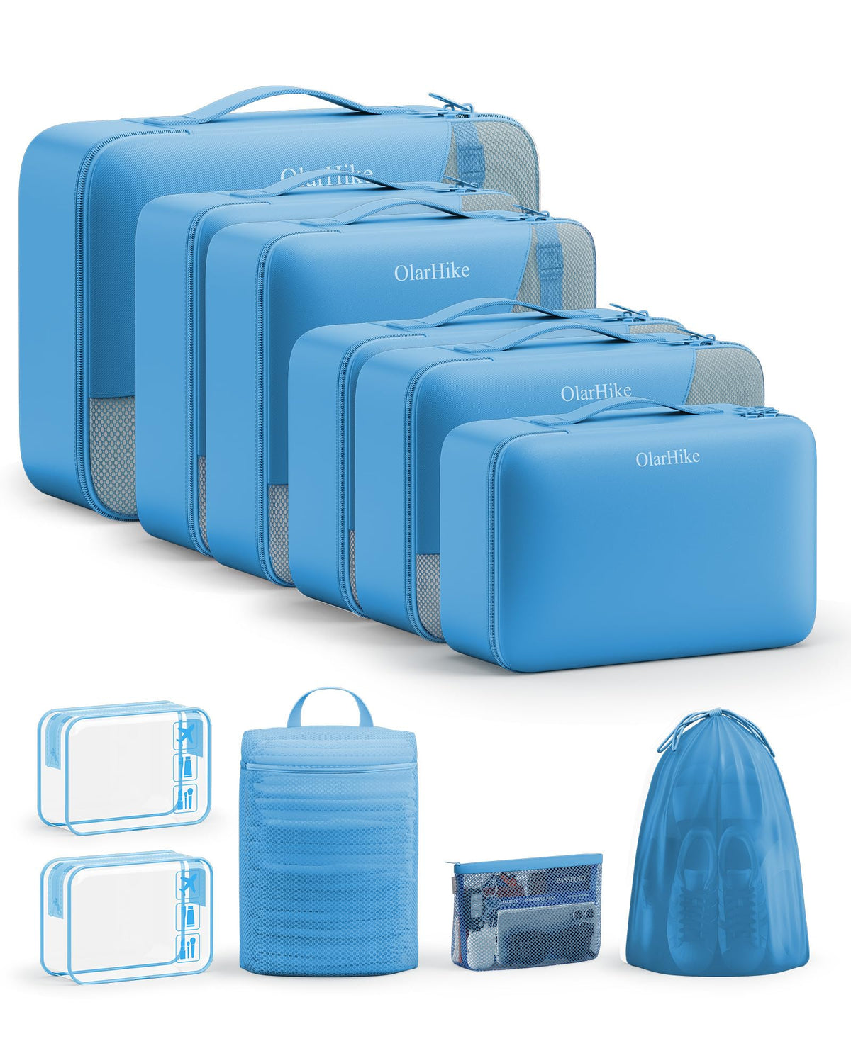 10 Set Packing Cubes for Travel, Gifts for Women Mom,Anti-Tearing Suitcase Organizer for Luggage with Shoe & Hanging Toiletry Bag,OlarHike Vacation Essentials & Accessories for Cruise Ship