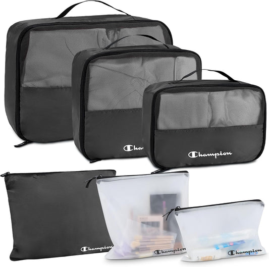 Champion Packing Cubes for Travel - 6 Piece Organizer Set, Carry-On Ready