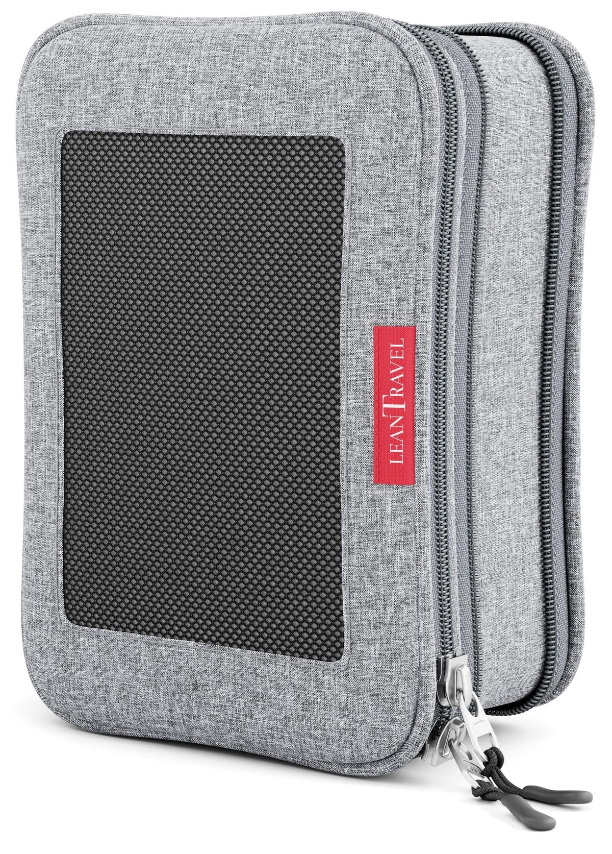 LeanTravel Premium Compression Packing Cubes for Travel - Suitcase Organizer Bags with Double Zipper & Breathable Mesh Panel - Space Saving Carry On Luggage Essentials (6-Pack, Grey)
