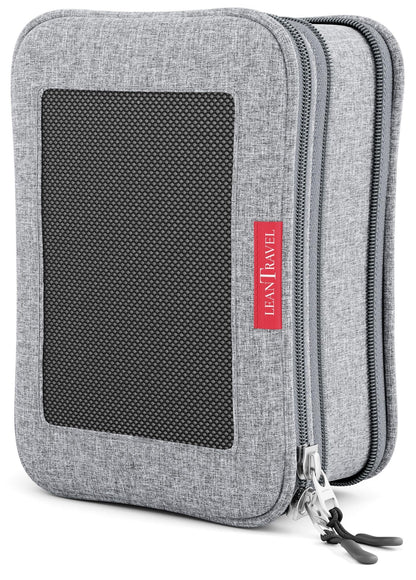 LeanTravel Premium Compression Packing Cubes for Travel - Suitcase Organizer Bags with Double Zipper & Breathable Mesh Panel - Space Saving Carry On Luggage Essentials (6-Pack, Grey)