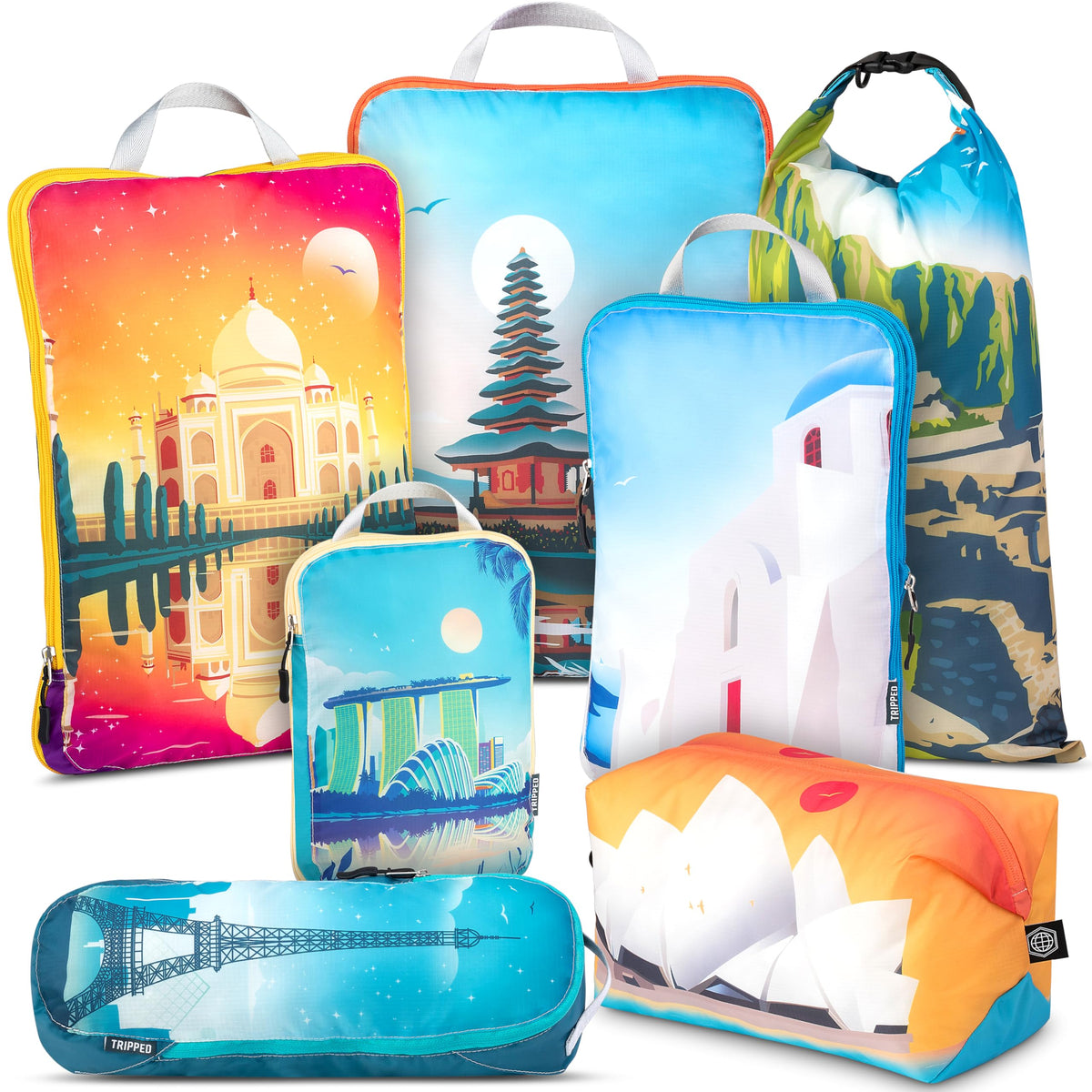 TRIPPED Travel Gear Large Compression Packing Cubes 7-Piece Set for Travel