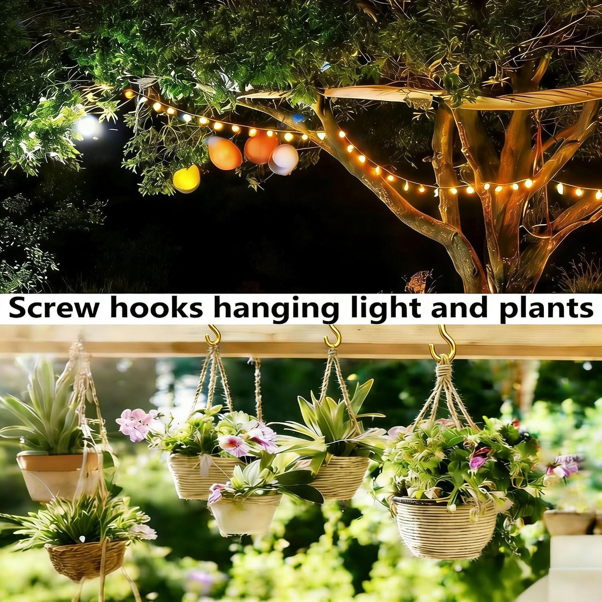 125 PCS 6 Sizes Screw in Hooks,Gold Screw Cup Hooks for Hanging Plants,Decorations,kitchenware and DIY Crafts,(1/2",5/8",3/4",7/8”,1”,1-1/4“)