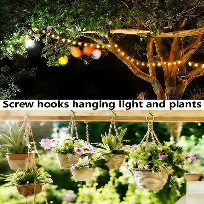 125 PCS 6 Sizes Screw in Hooks,Gold Screw Cup Hooks for Hanging Plants,Decorations,kitchenware and DIY Crafts,(1/2",5/8",3/4",7/8”,1”,1-1/4“)
