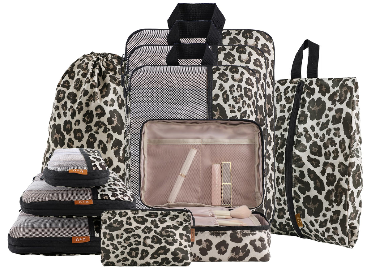 U+U 10 Set Compression Packing Cubes, Travel Organizers (Polka Dot)