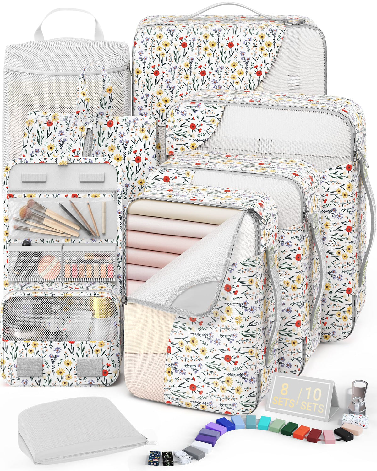 10 Set Packing Cubes for Travel, Gifts for Women Mom,Anti-Tearing Suitcase Organizer for Luggage with Shoe & Hanging Toiletry Bag,OlarHike Vacation Essentials & Accessories for Cruise Ship