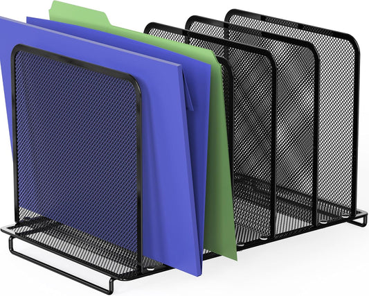 Simple Houseware Expandable 5 Section Upright File Sorter Organizer, Black
