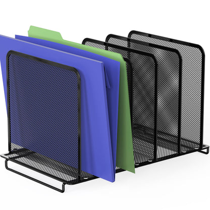Simple Houseware Expandable 5 Section Upright File Sorter Organizer, Black