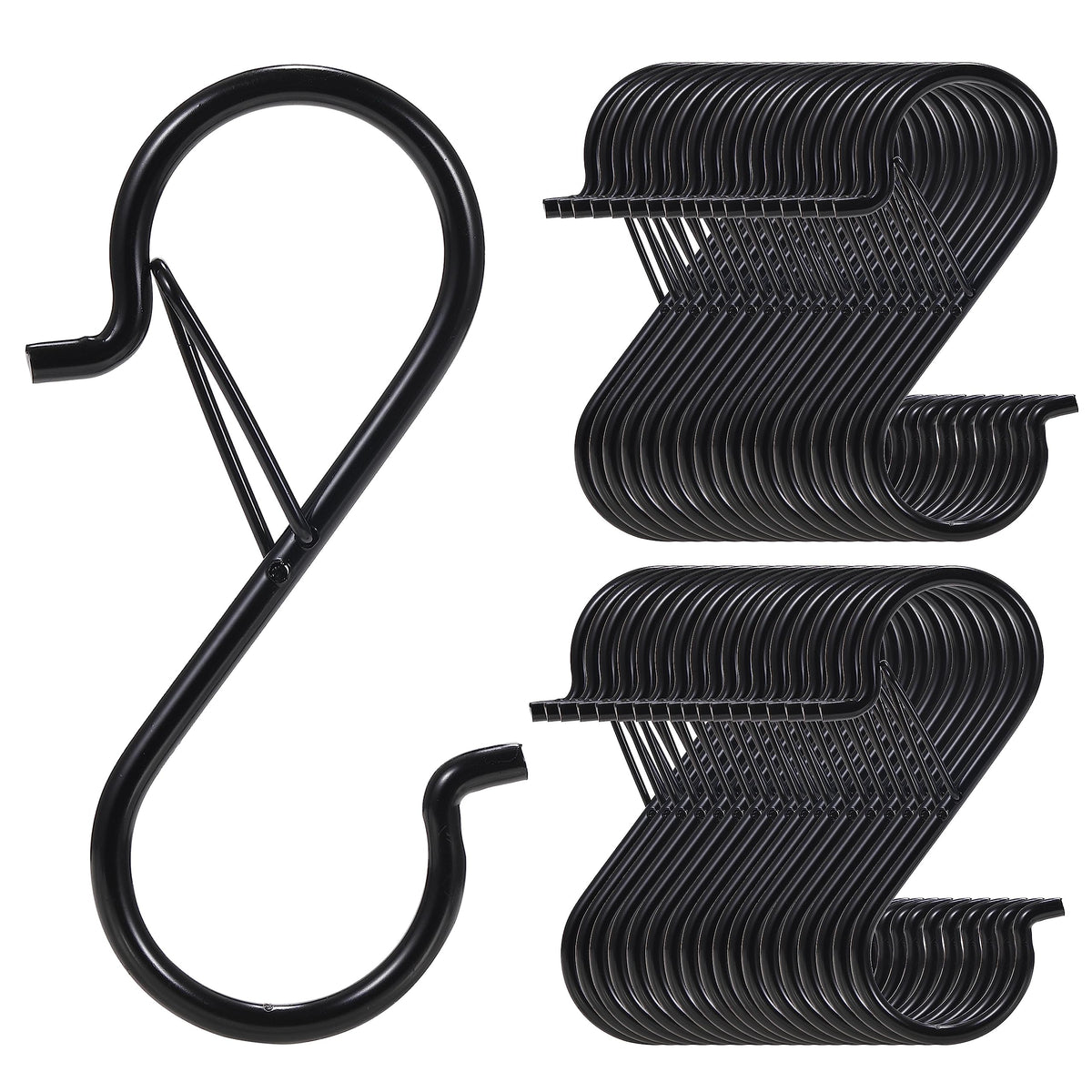 12 PCS S Hooks for Hanging with Safety Buckle, Heavy Duty Metal S Hooks