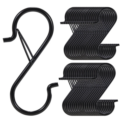 12 PCS S Hooks for Hanging with Safety Buckle, Heavy Duty Metal S Hooks