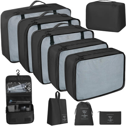 10 Pcs Set Packing Cubes - Travel Packing Organizers, Expandable Suitcase Organizer, Luggage Organizer Bags